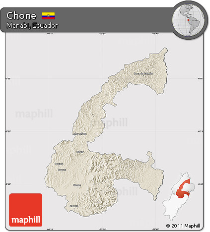Shaded Relief Map of Chone, cropped outside