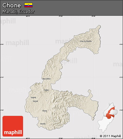 Shaded Relief Map of Chone, cropped outside
