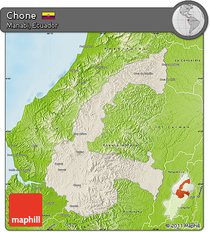 Shaded Relief Map of Chone, physical outside
