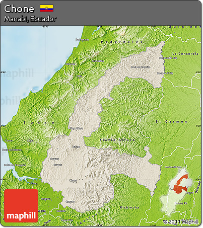 Shaded Relief Map of Chone, physical outside