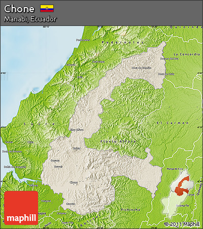 Shaded Relief Map of Chone, physical outside