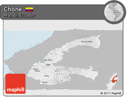 Gray Panoramic Map of Chone, single color outside