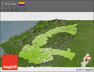 Physical Panoramic Map of Chone, darken