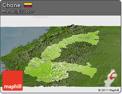 Physical Panoramic Map of Chone, darken