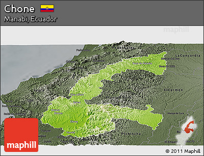 Physical Panoramic Map of Chone, darken, semi-desaturated