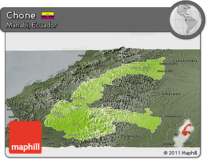Physical Panoramic Map of Chone, darken, semi-desaturated
