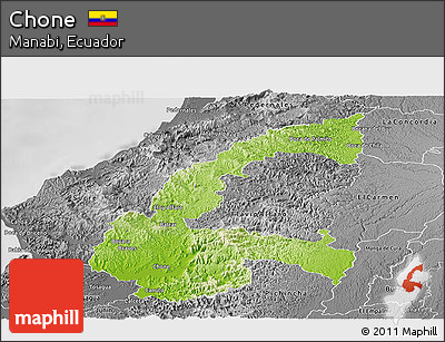 Physical Panoramic Map of Chone, desaturated