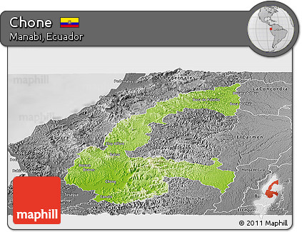 Physical Panoramic Map of Chone, desaturated