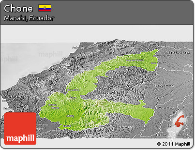Physical Panoramic Map of Chone, desaturated