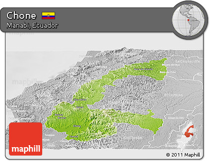 Physical Panoramic Map of Chone, lighten, desaturated