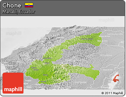 Physical Panoramic Map of Chone, lighten, desaturated