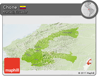 Physical Panoramic Map of Chone, lighten
