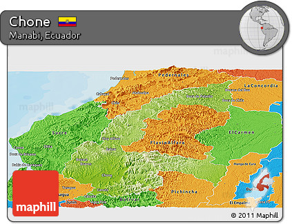 Physical Panoramic Map of Chone, political outside