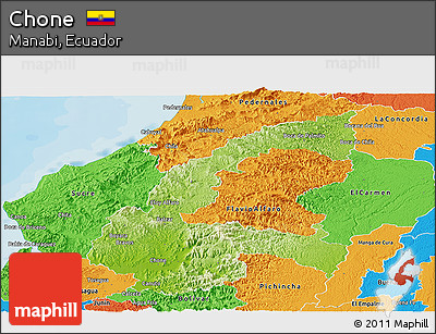 Physical Panoramic Map of Chone, political outside
