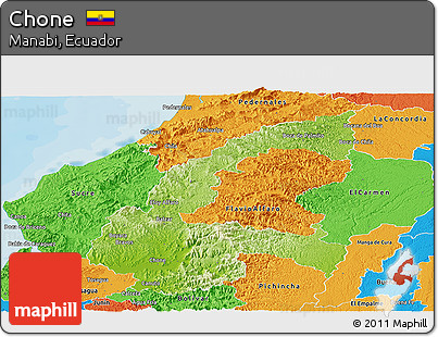 Physical Panoramic Map of Chone, political outside