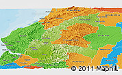 Physical Panoramic Map of Chone, political outside