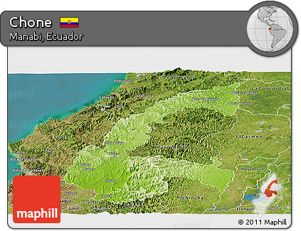 Physical Panoramic Map of Chone, satellite outside
