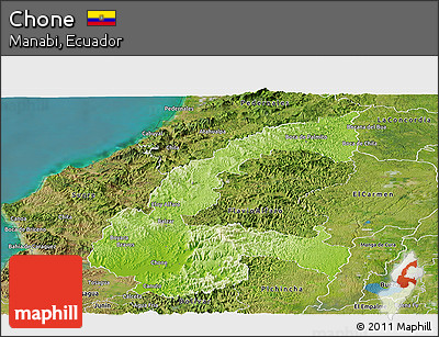 Physical Panoramic Map of Chone, satellite outside
