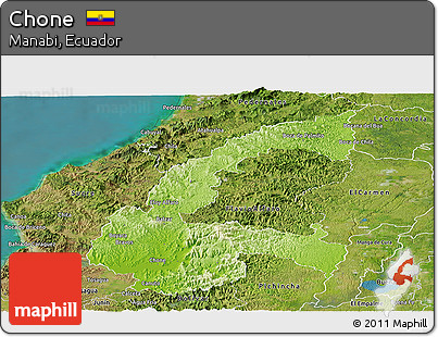 Physical Panoramic Map of Chone, satellite outside