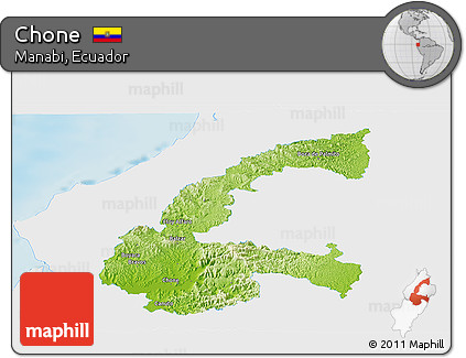 Physical Panoramic Map of Chone, single color outside
