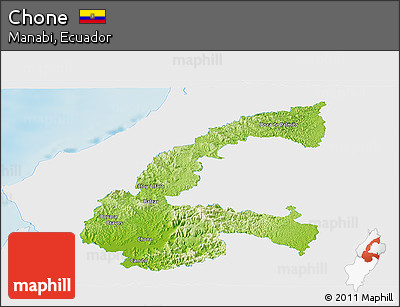 Physical Panoramic Map of Chone, single color outside