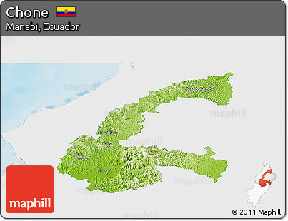 Physical Panoramic Map of Chone, single color outside