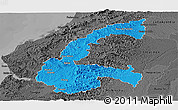 Political Panoramic Map of Chone, darken, desaturated