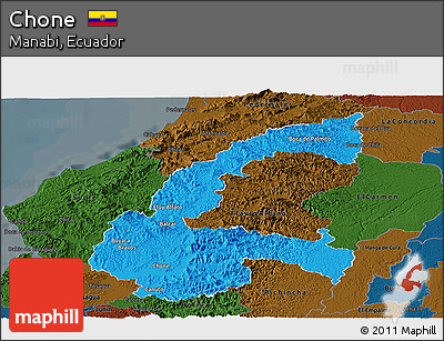Political Panoramic Map of Chone, darken