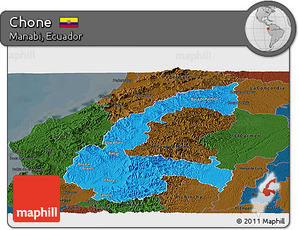 Political Panoramic Map of Chone, darken