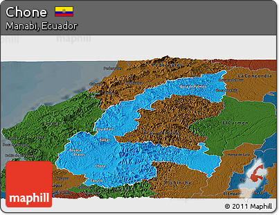 Political Panoramic Map of Chone, darken