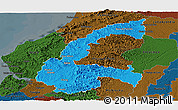 Political Panoramic Map of Chone, darken