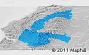 Political Panoramic Map of Chone, lighten, desaturated