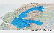 Political Panoramic Map of Chone, lighten, semi-desaturated