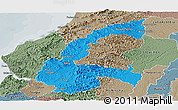 Political Panoramic Map of Chone, semi-desaturated