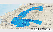 Political Panoramic Map of Chone, shaded relief outside