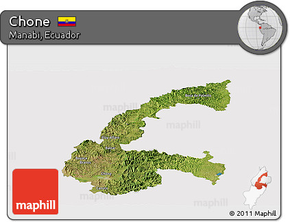 Satellite Panoramic Map of Chone, cropped outside