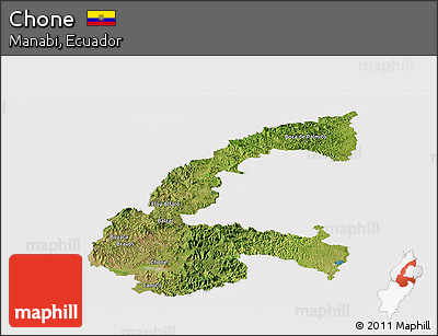 Satellite Panoramic Map of Chone, cropped outside