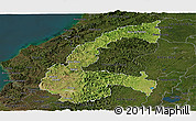 Satellite Panoramic Map of Chone, darken