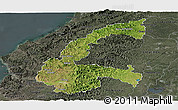 Satellite Panoramic Map of Chone, darken, semi-desaturated