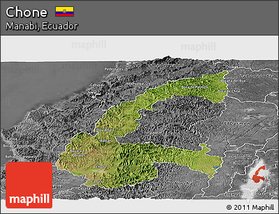 Satellite Panoramic Map of Chone, desaturated