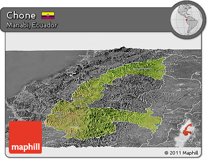 Satellite Panoramic Map of Chone, desaturated
