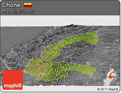 Satellite Panoramic Map of Chone, desaturated
