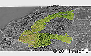 Satellite Panoramic Map of Chone, desaturated