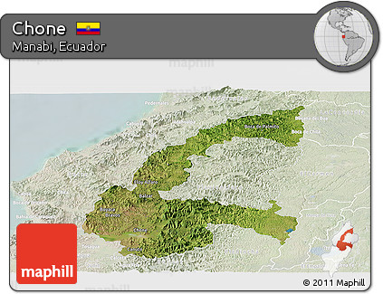 Satellite Panoramic Map of Chone, lighten