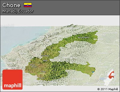 Satellite Panoramic Map of Chone, lighten
