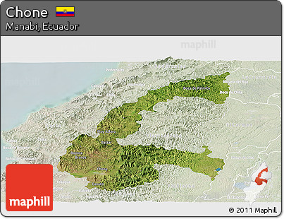 Satellite Panoramic Map of Chone, lighten
