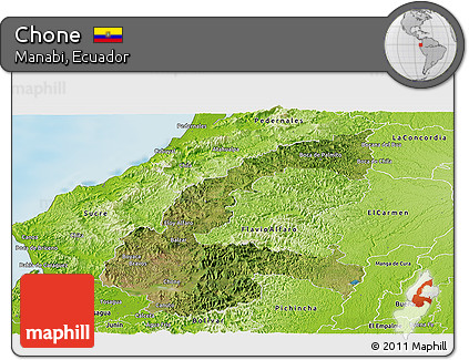 Satellite Panoramic Map of Chone, physical outside