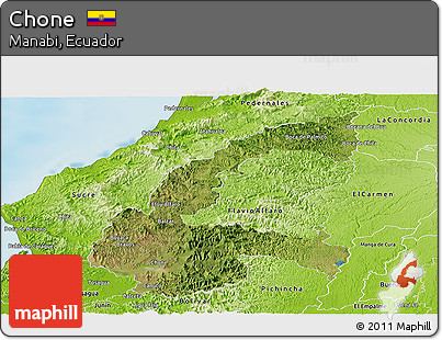 Satellite Panoramic Map of Chone, physical outside