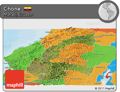 Satellite Panoramic Map of Chone, political outside
