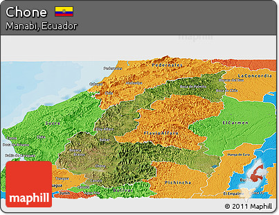 Satellite Panoramic Map of Chone, political outside